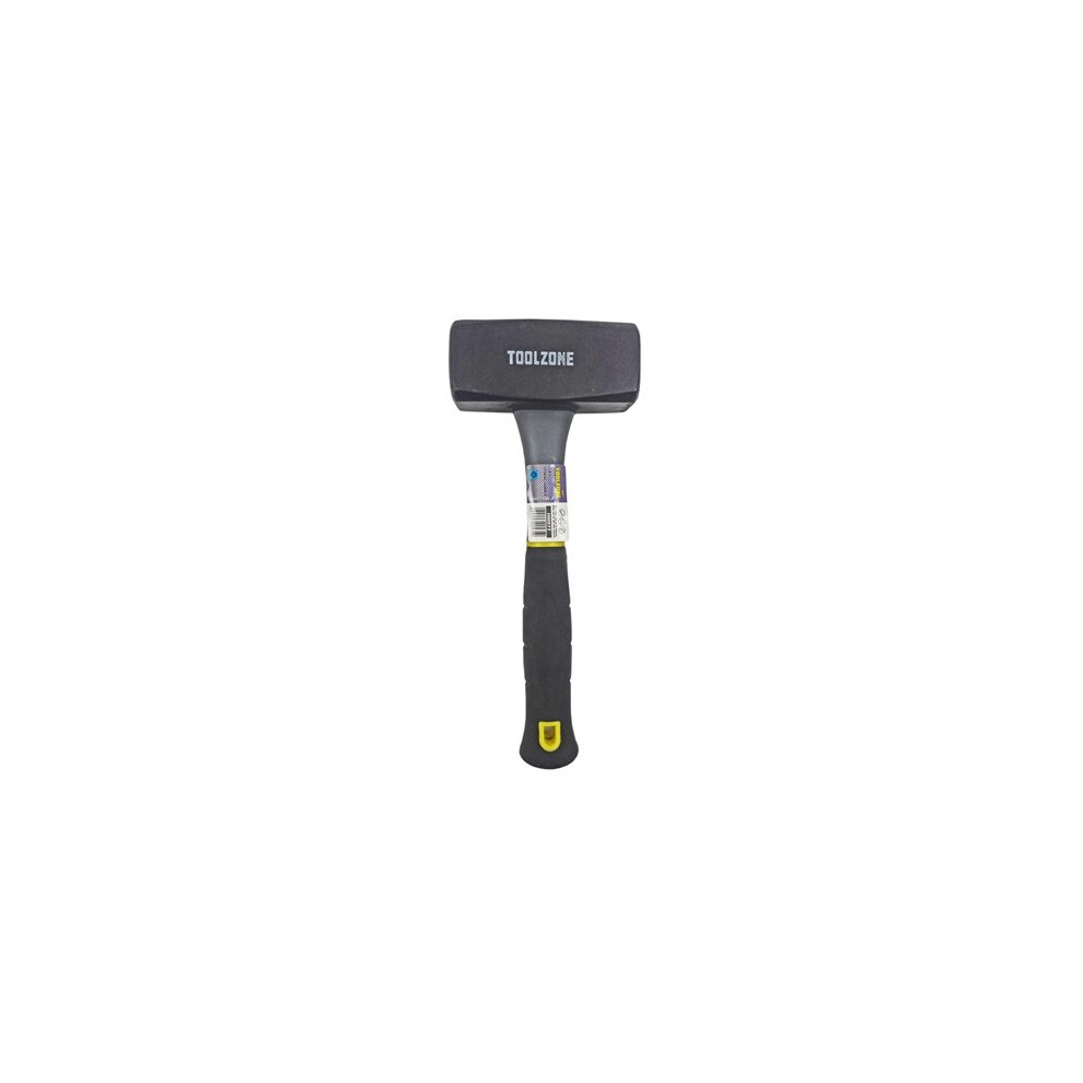 Toolzone 2kg Fibre Handle Lump Hammer -  2kg lump hammer handle club steel head fibreglass shaft rubber grip tool new tzone tpr toolzone