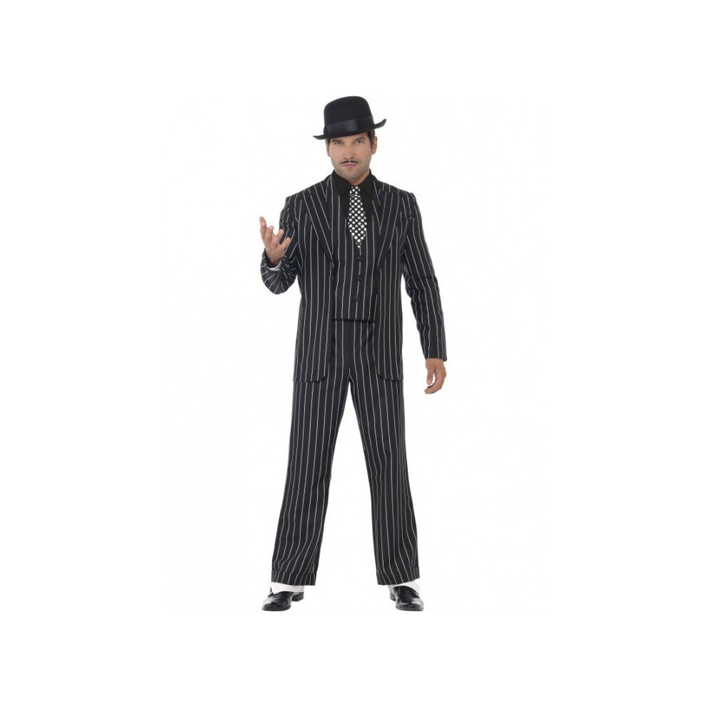 Smiffy's Vintage Gangster Boss Costume With Jacket, Tie, Waistcoat, Mock Shirt -  gangster costume fancy dress mens vintage boss 1920s adult outfit