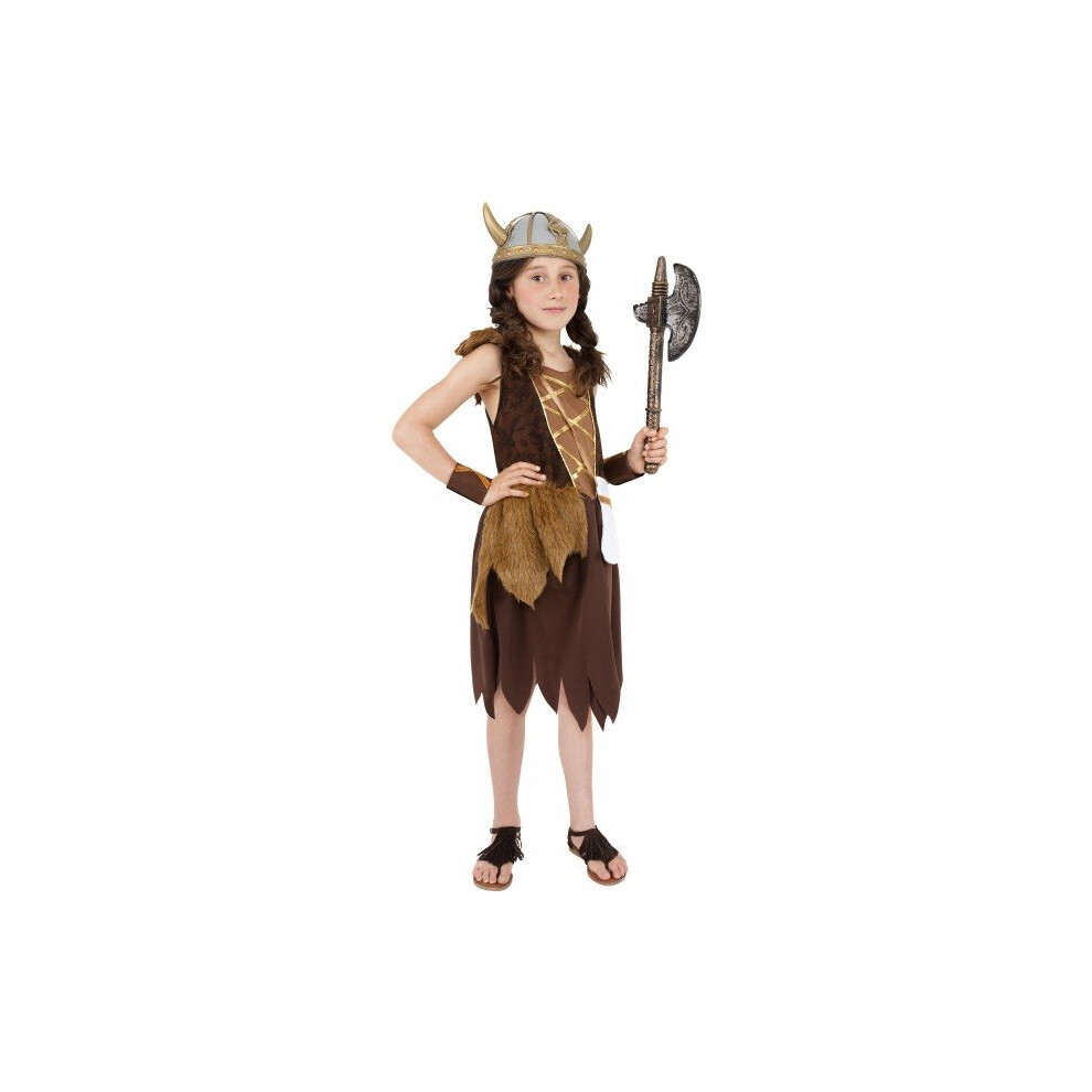 Smiffy's Children's Viking Girl Costume, Dress & Wristcuffs, Ages 7-9, Colour: -  viking costume fancy dress girls outfit book warrior child saxon day