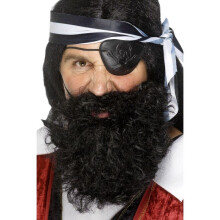 Smiffys Nylon Deluxe Pirate Beard - Black - beard black pirate fancy dress costume mens deluxe smiffys