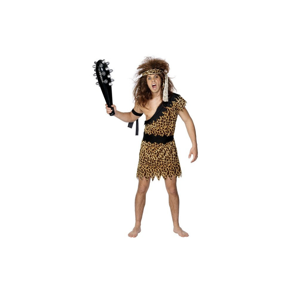 Smiffy's Men's Caveman Costume, Tunic, Headband & Armband, Size: Xl, Colour: -  costume fancy dress mens caveman jungle tarzan outfit print animal