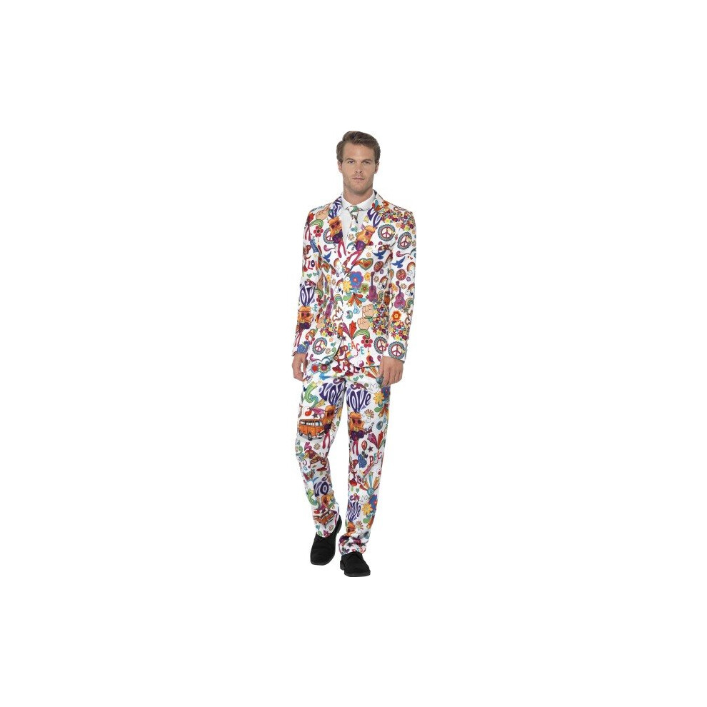 Smiffy's Men's Groovy Suit, Stand Out Suit, Jacket, Trousers And Tie, Stand