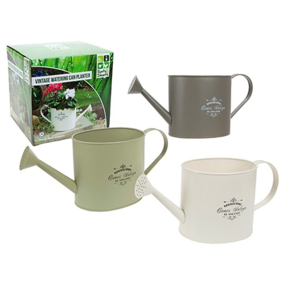 Large Vintage Planter Or Watering Can Available In 3 Colours -  vintage planter flower metal pot garden watering can herb bucket decoration style