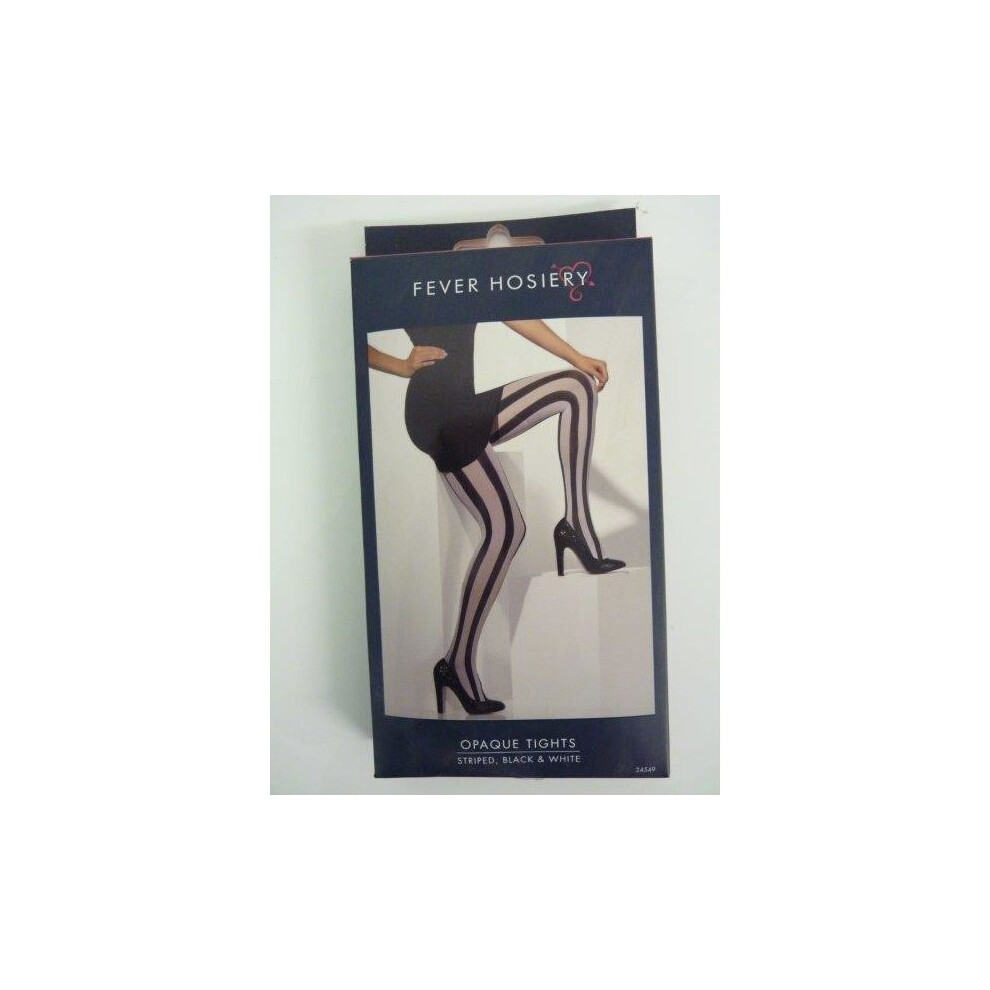 Black & White Striped Opaque Tights -  tights black white fancy dress opaque striped ladies costume womens pantyhose stripes