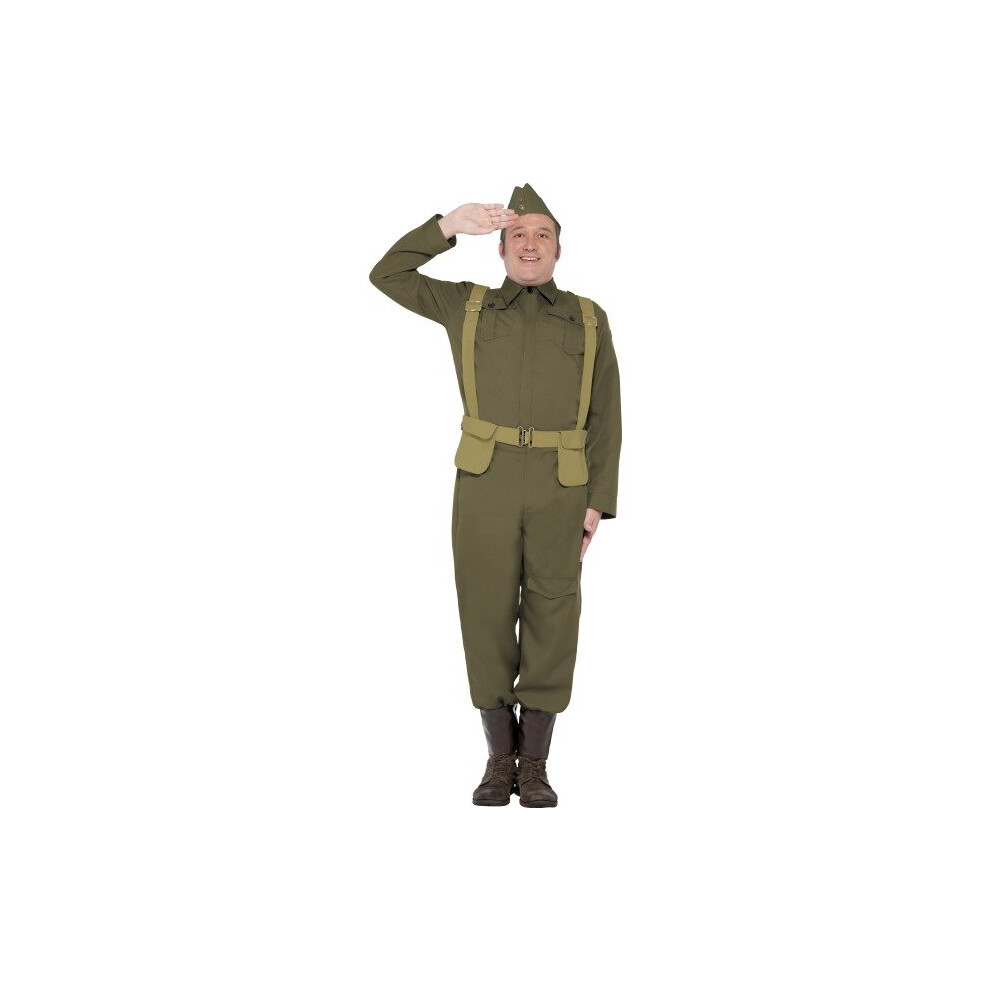 Smiffy's Adult Men's WW2 Home Guard Private Costume, Trousers Ankle Covers, -  costume ww2 home guard private mens fancy dress army dads uniform