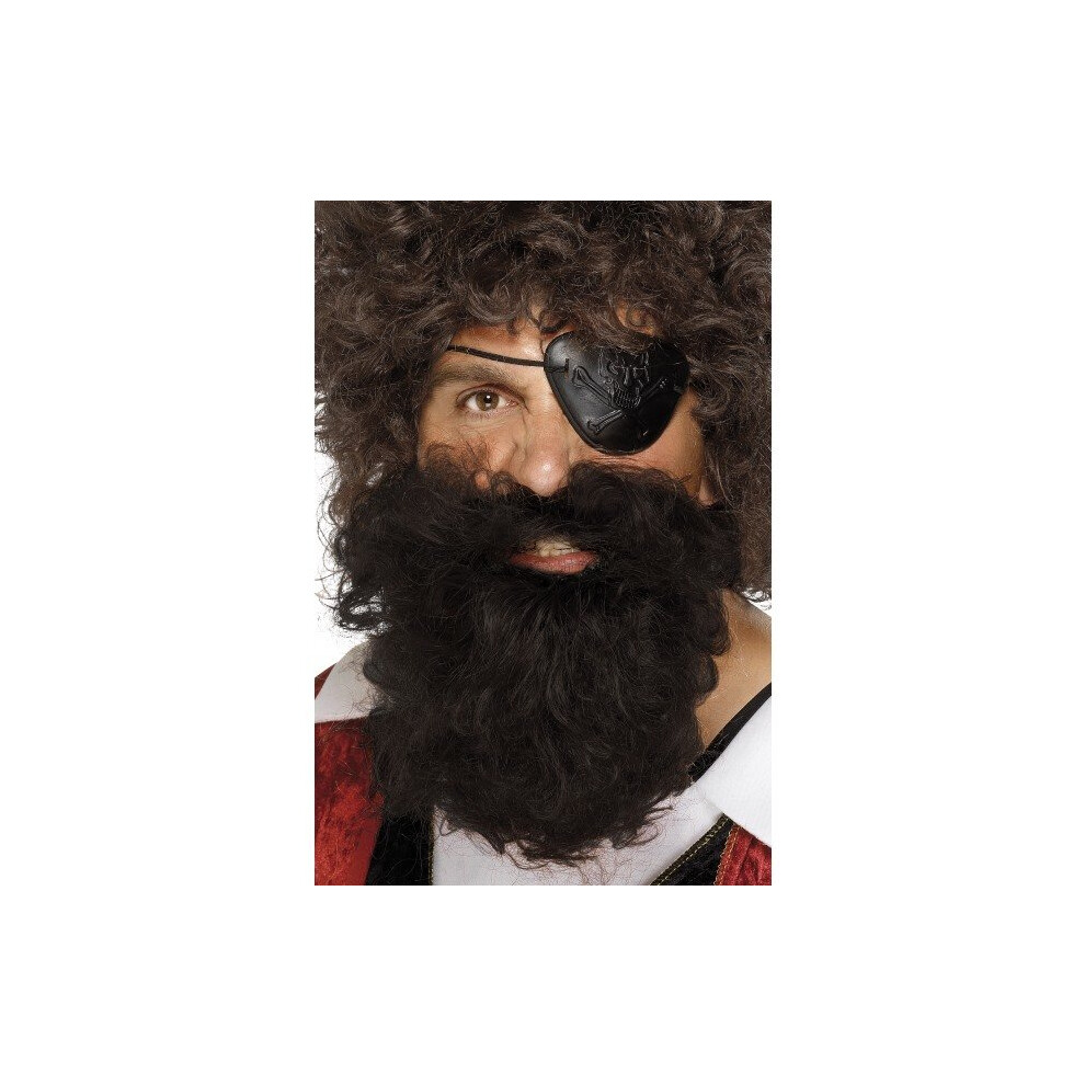 Smiffy's Nylon Deluxe Pirate Beard - Pirate Beard Fancy Dress Deluxe Costume Nylon Mens Accessory Brown