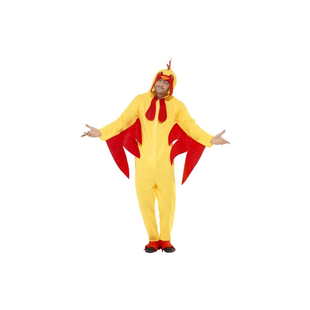 Smiffy's Adult Men's Chicken Costume, Hooded All In One, Party Animals, Serious -  chicken costume adult fancy dress farm bird outfit mens one party