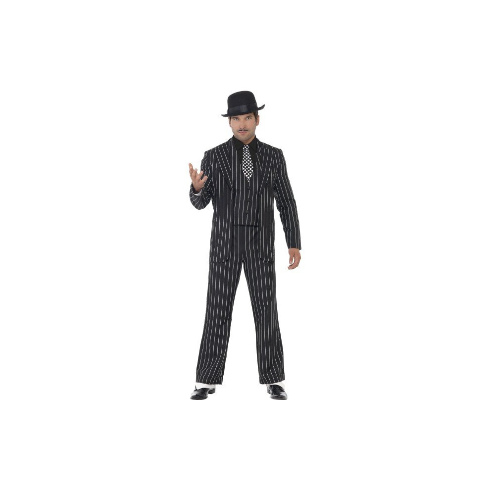 Smiffy's Adult Men's Vintage Gangster Boss Costume, Jacket, Tie, Waistcoat Mock -