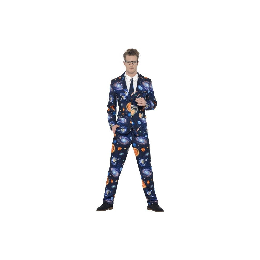 Smiffy's Men's Space Suit, Jacket, Trousers & Tie, Size: L, Colour: Blue, 41590 -  fancy dress mens suit space costume stand out stag outfit funny