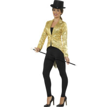Smiffy's 21229m Sequin Tailcoat Ladies Jacket (medium) - sequin tailcoat ladies fancy dress cabaret costume jacket carnival circus adults gold