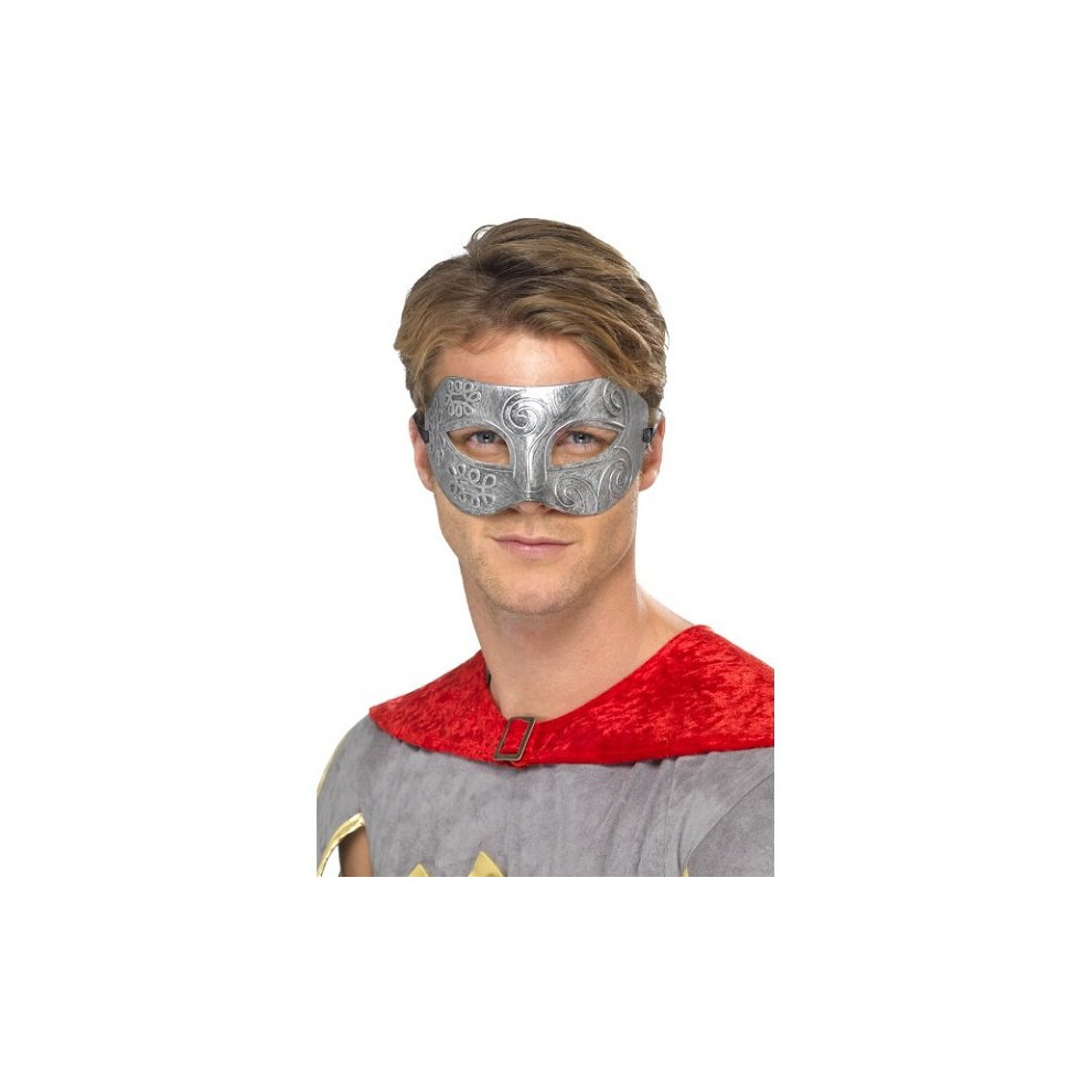Smiffy's Metallic Warrior Colombina Eyemask - Warrior Eyemask Colombina Metallic Fancy Dress Mens Costume Ball Masquerade New Silver