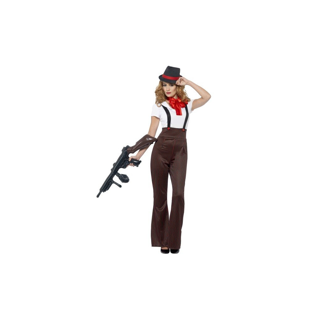 Smiffy's Women's Glam Gangster Costume, Top, Trousers, Mock Braces, Neck Tie & - Costume Gangster Glam Fancy Dress Ladies Womens 20S 1920S Outfit Mob
