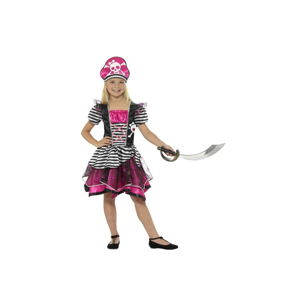 Smiffy's 21981L Perfect Pirate Girl Costume (Large) - Pirate Costume Dress Fancy Girls Perfect Childs Book Outfit Pink Buccaneer Week Day