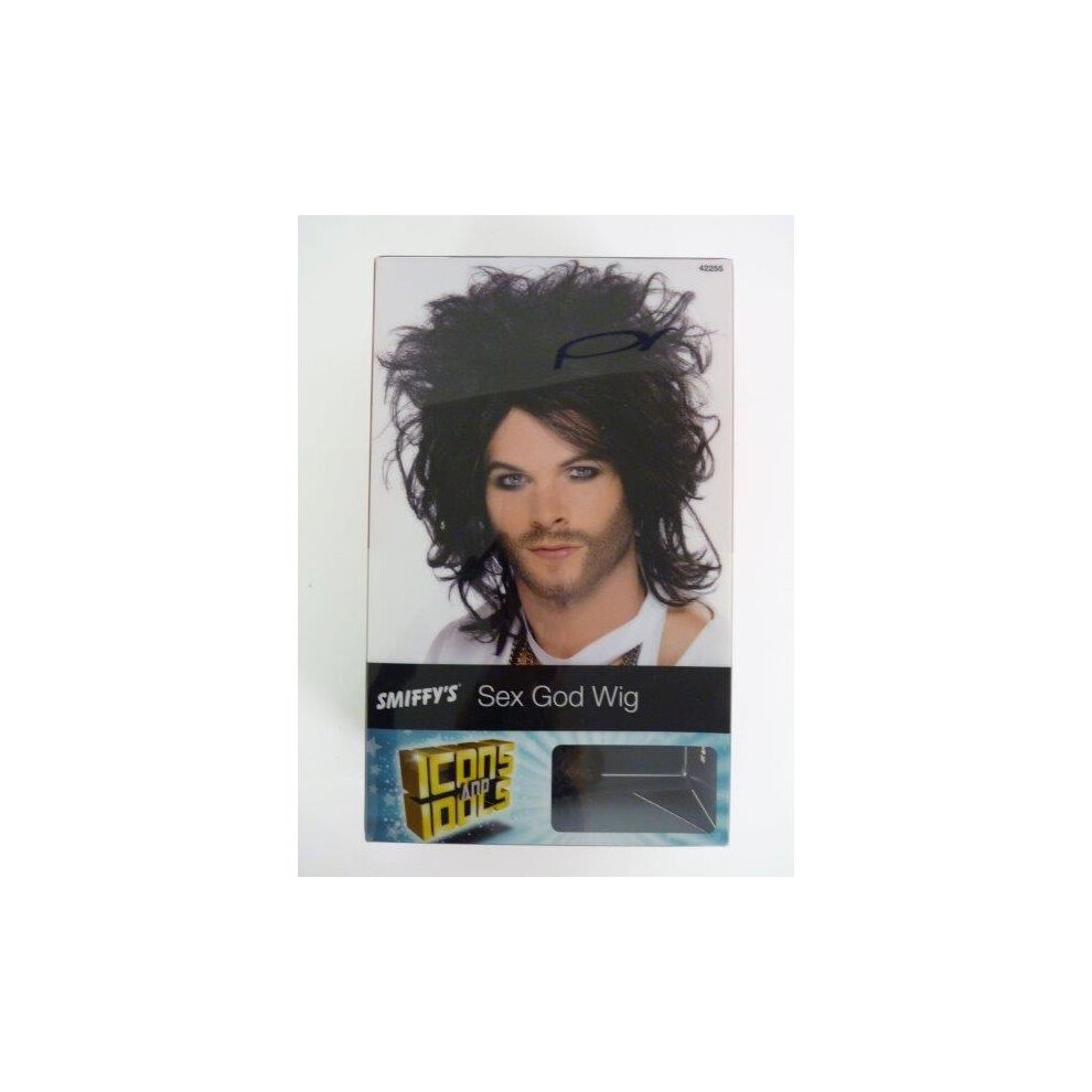 Adult's Black Sex God Wig -  wig sex god fancy dress mens smiffys black comedian adult brand