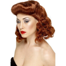 Naisten Smiffy's Pin Up Peruukki Auburn Loose Curls - up peruukki pin auburn fancy dress tyttö 1940-luvun smiffys sodanaika naiset kiharat ww2