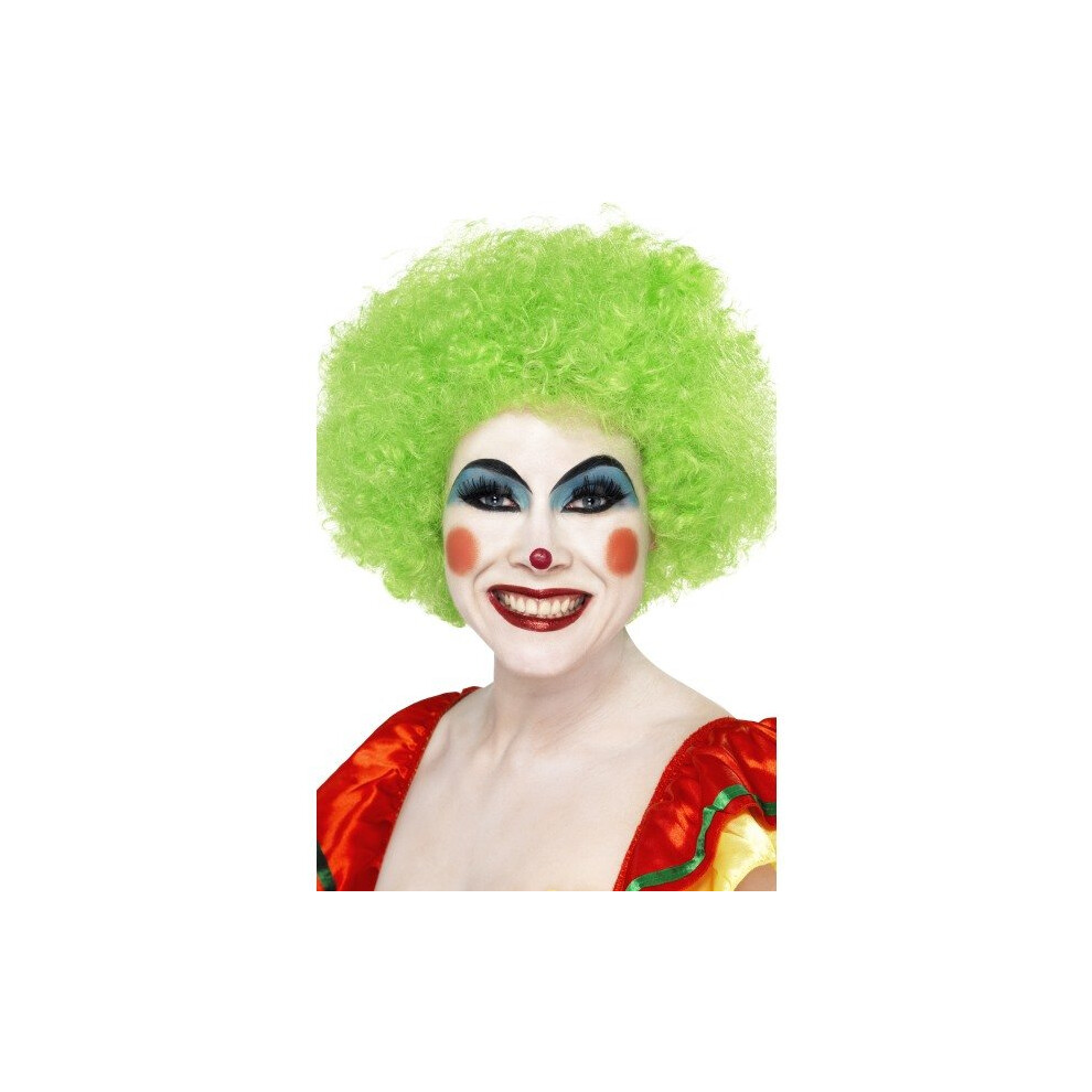 Smiffy's Crazy Clown Wig - Wig Clown Fancy Dress Afro Crazy Unisex Curly Circus Costume Ladies Green