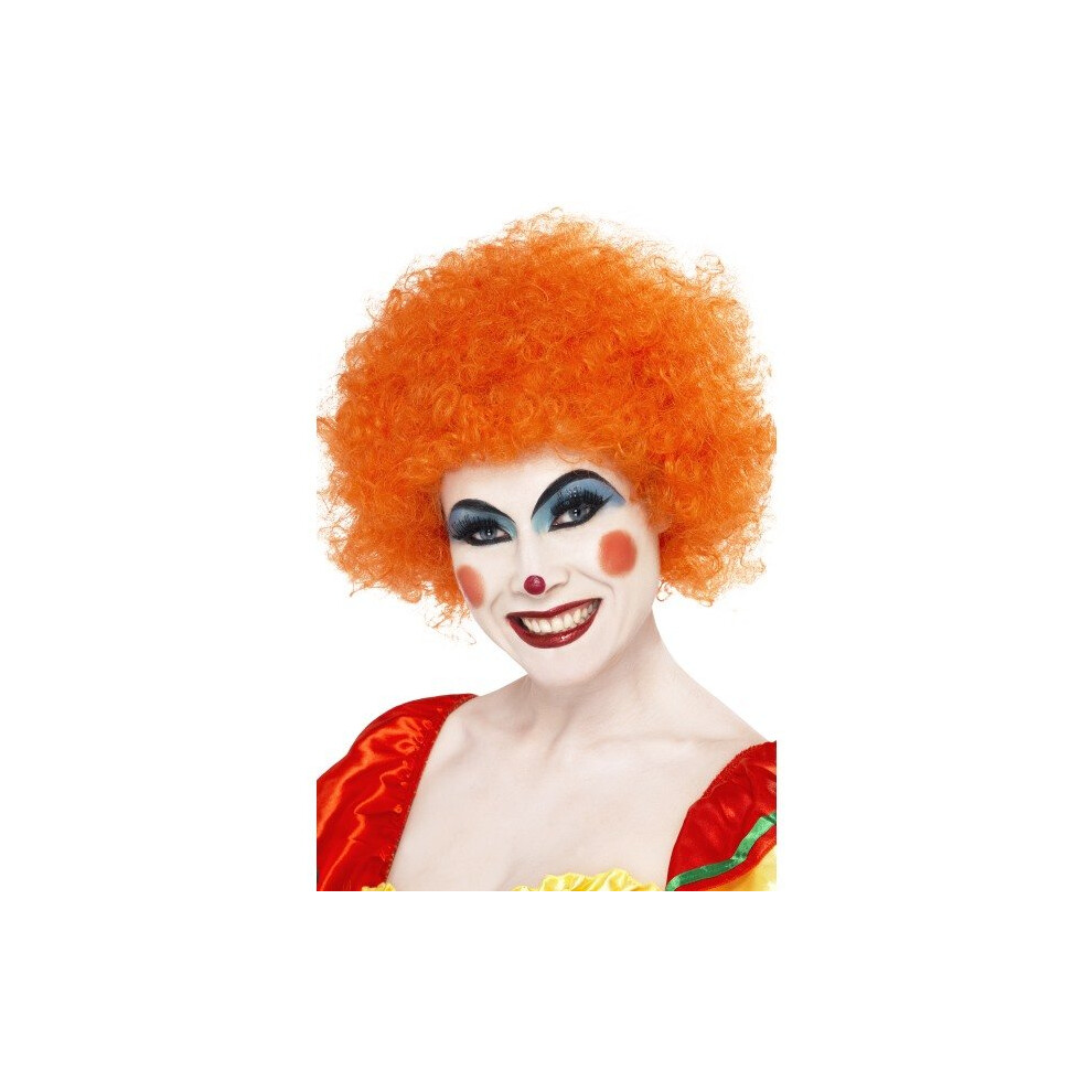 Smiffy's Crazy Clown Wig - Wig Clown Fancy Dress Afro Crazy Unisex Curly Costume Disco 70S Party Accessory Orange