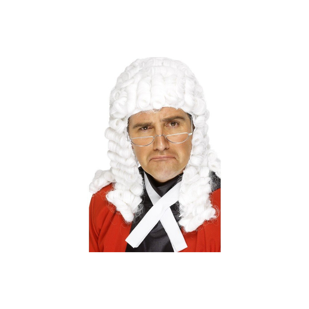 Smiffy's Judges Fancy Dress Wig - Wig Judges Fancy Dress Barrister Costume Accessory Lawyer White
