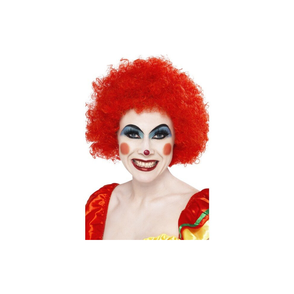 Smiffy's Crazy Clown Wig - Wig Clown Afro Fancy Dress Curly Crazy Unisex Costume Accessory Circus Adults 70S 80S Mens Ladies Red