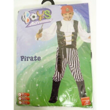 Pirate Costume, Black & White, Shirt, Trousers, Boot Covers, Headscarf, Belt - pirate costume fancy dress boys smiffys kids outfit childrens book