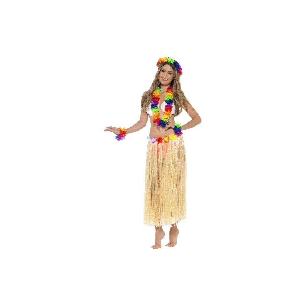 Smiffy's Women's Rainbow Hawaiian Accessory Set - Hawaiian Set Fancy Dress Rainbow Hula Garland Accessory Party Luau Lei