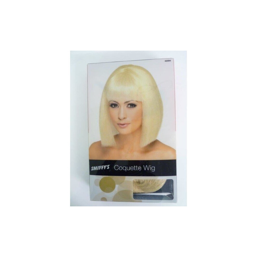 Smiffy's Adult's Blonde Coquette Wig - Wig Coquette Blonde Fancy Dress Short Fringe Ladies Bob