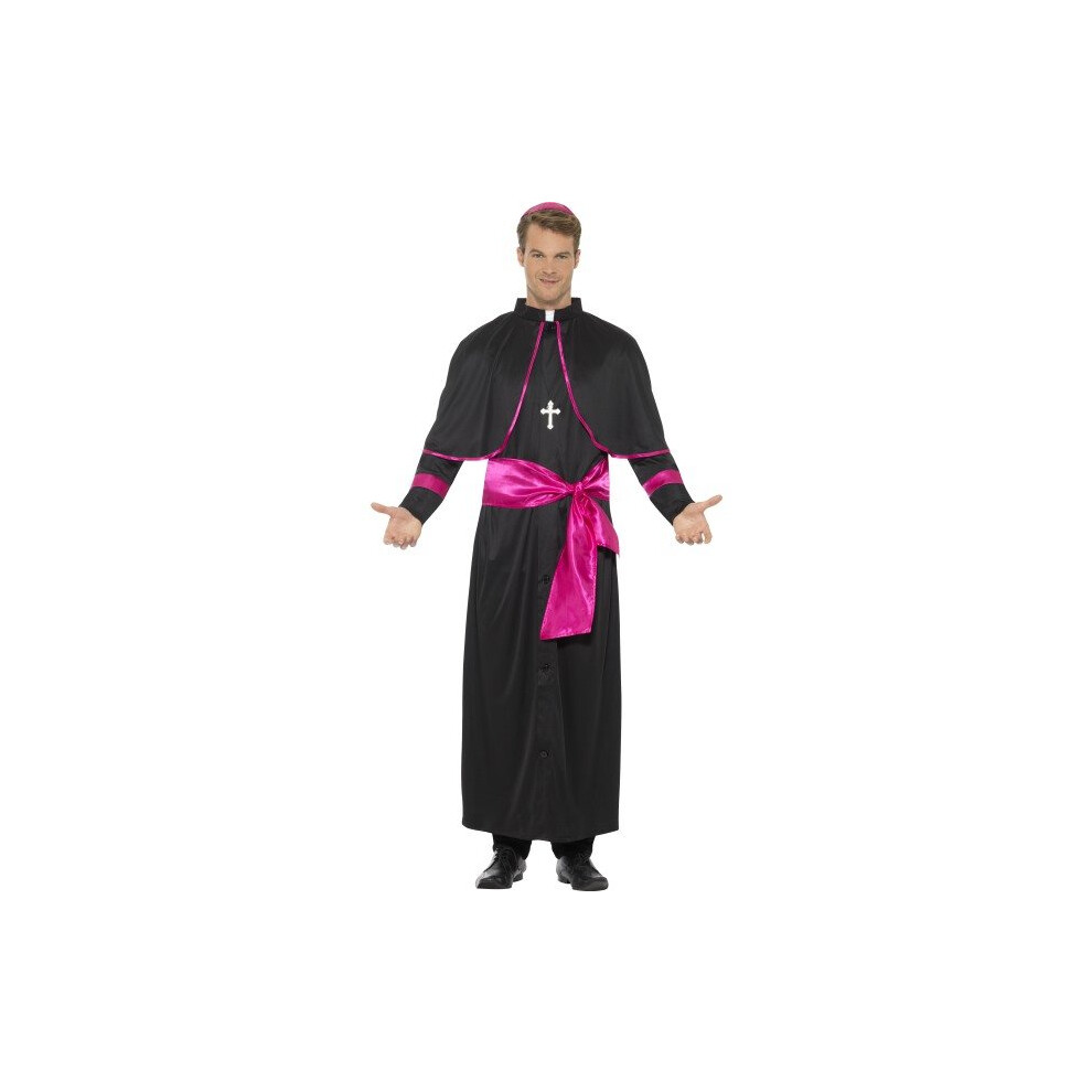 Smiffy's 44691M Cardinal Costume (Medium) - Cardinal Costume Fancy Dress Adults Priest Mens Pope Religious Bishop Vicar Outfit Catholic Black