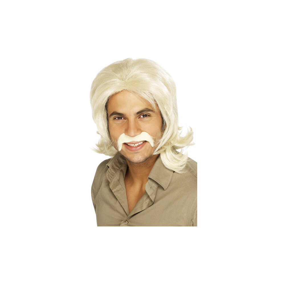 Smiffys Male 70s Retro Wig - Blonde -  wig 70s fancy dress blonde mens 1970s disco smiffys retro set accessory guy tash costume adult