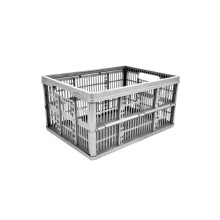 Thumbs Up 32 Litre Folding Flat Crate - Collapsible Box with Handles, Silver/Platinum, 48x35x23cm, Holds 15kg - 556293