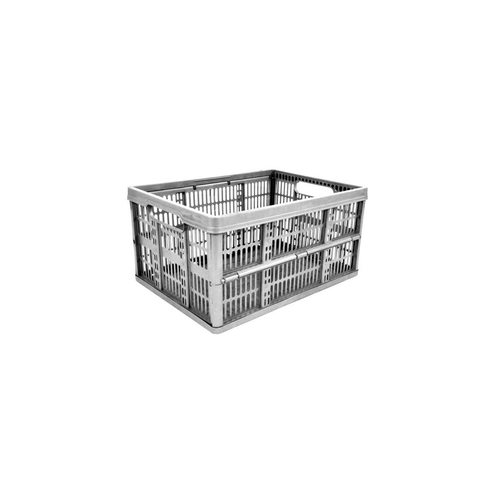 Thumbs Up 32 Litre Folding Flat Crate - Collapsible Box with Handles, Silver/Platinum, 48x35x23cm, Holds 15kg - 556293