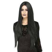 Smiffy's 45048 Deluxe Witch Wig (one Size) - womens adult halloween fancy dress wig duchess manor morticia costume deluxe black witch extra long