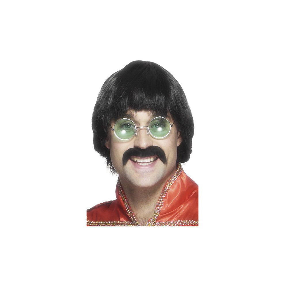 Smiffy's Male 70S Mersey Wig & Tash - Wig Mersey Tash Fancy Dress 70S 1970S Costume Beatles Moustache Black