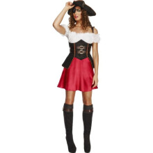 Smiffy's Adult Women's Fever Pirate Wench Costume, Dress, Attached Underskirt, -