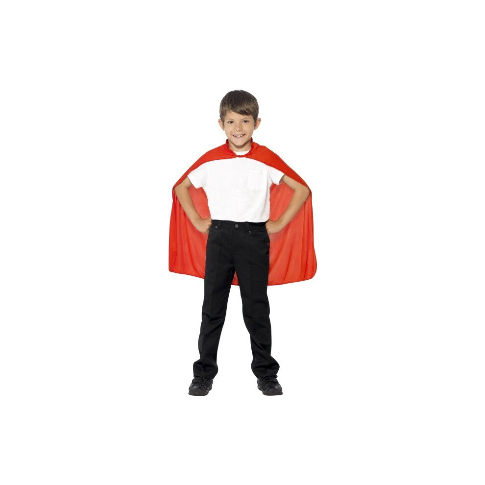 Smiffy's Children's Cape, Red, Mid Length, One Size, 44076 -  red cape dress fancy girls superhero boys kids accessory childs book smiffys week