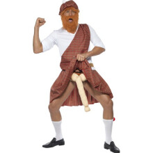 Smiffy's Adult Men's Well Hung Highlander Costume, Hat, Beard, Top, Sash, Kilt, - highlander costume well hung fancy dress scotsman scottish mens