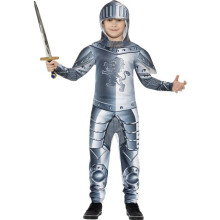 Smiffy's Children's Deluxe Armoured Knight Costume, Jumpsuit & Headpiece, Ages -