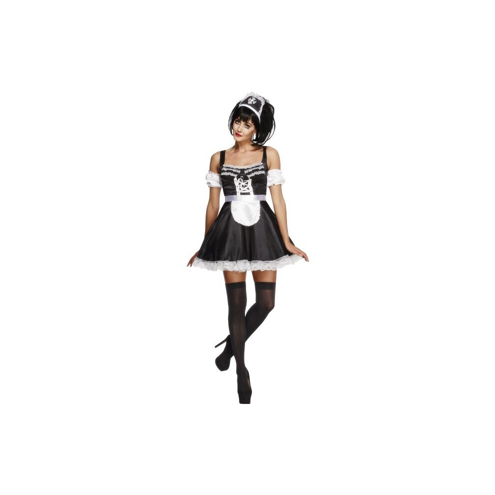 Smiffy's Adult Women's Fever Flirty French Maid Costume, Dress, Headpiece And - Maid French Costume Fancy Dress Outfit Ladies Womens Hen Night New
