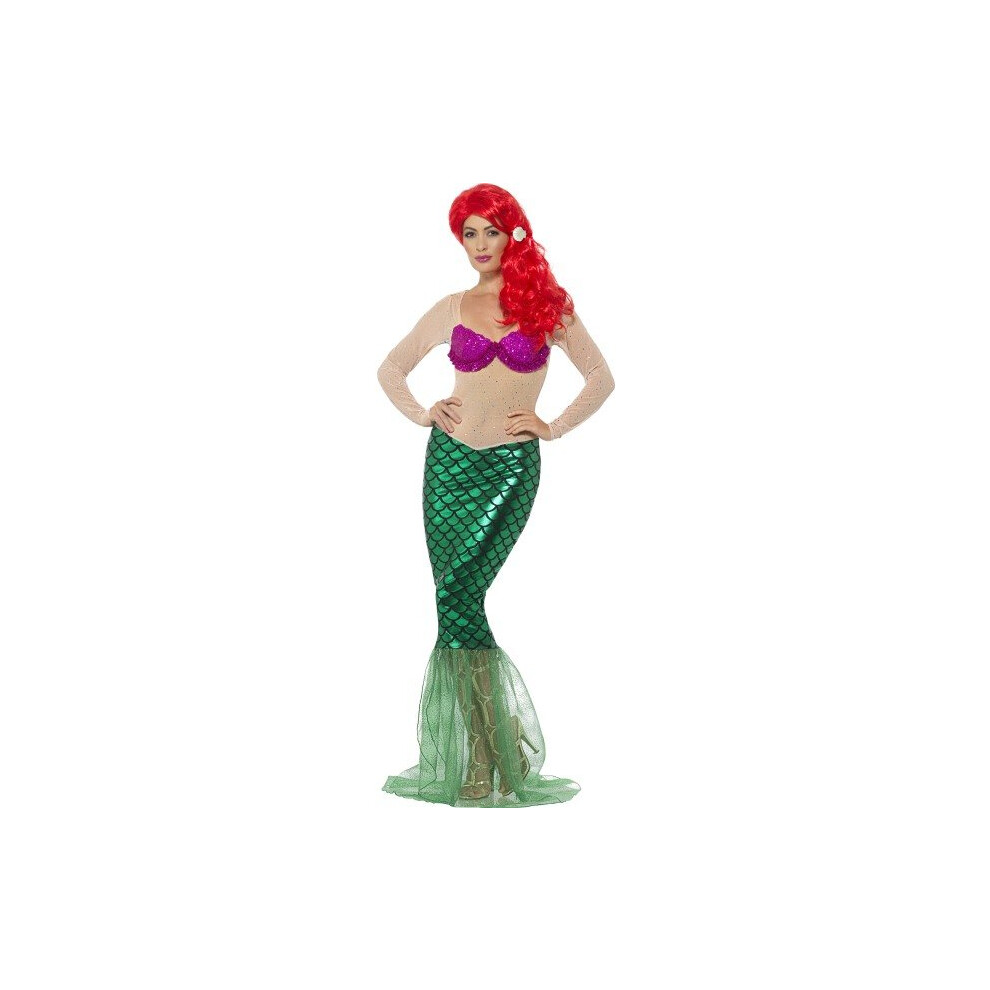 Smiffy's 44637S Deluxe Sexy Mermaid Costume (Small) - Sexy Mermaid Fancy Dress Costume Deluxe Ladies Womens Ariel Sea Tail Blue