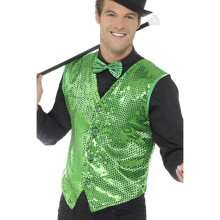 Smiffy's 43131s Sequin Waistcoat (small) - sequin waistcoat fancy dress cabaret costume accessory mens carnival adults new green show dancer
