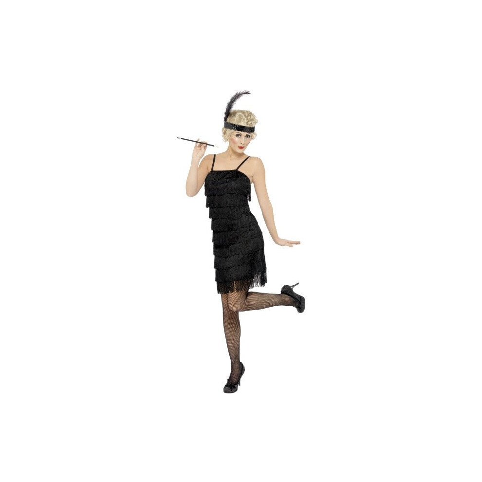 Smiffy's Adult Women's Fringe Flapper Costume, Dress And Head Piece With -