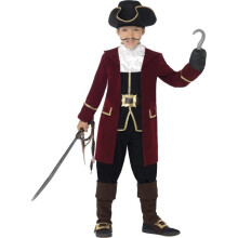 Smiffy's Deluxe Pirate Captain Costume, Jacket, Mock Waistcoat, Trousers, Neck -