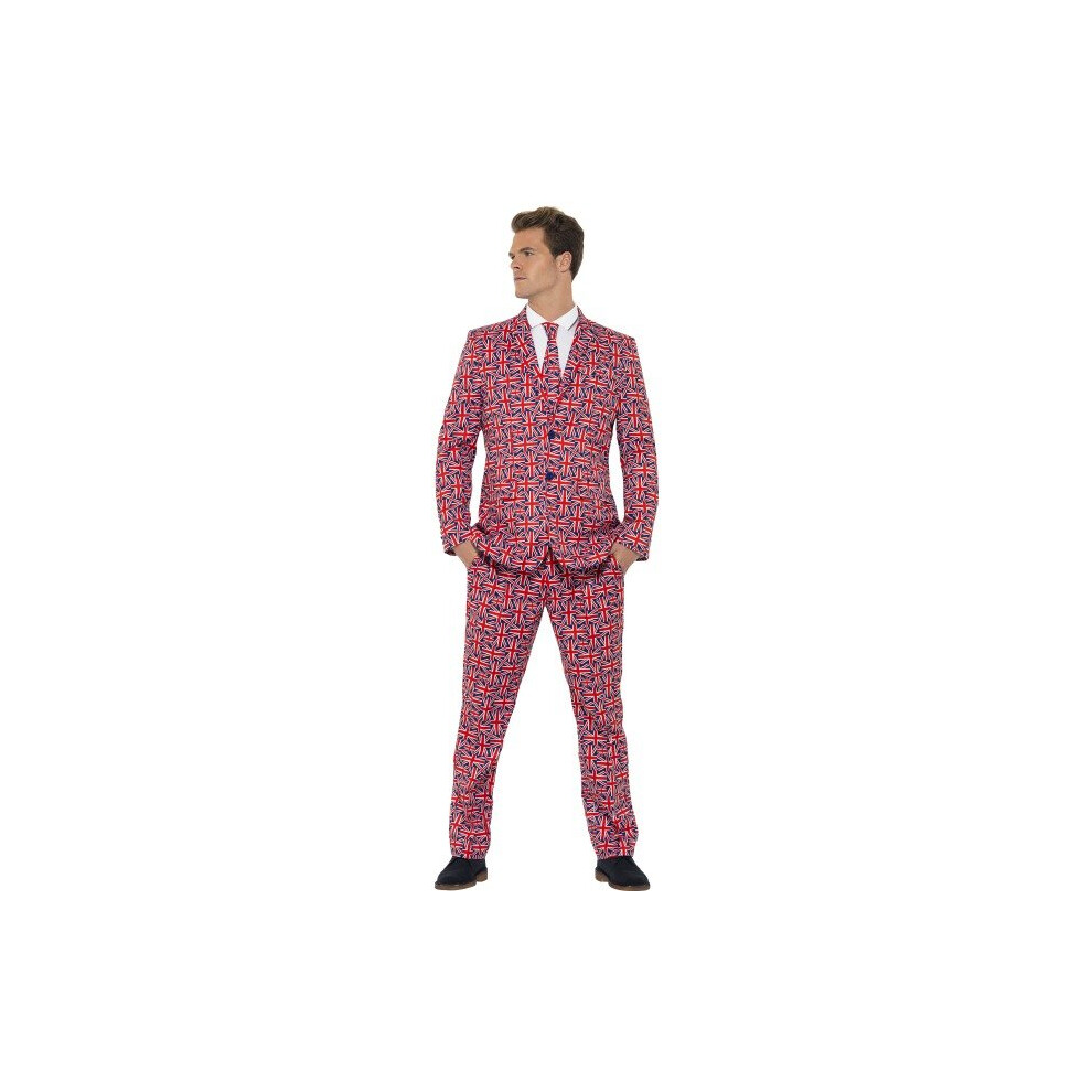 Smiffy's Adult Men's Union Suit, Jacket, Trousers And Tie, Stand Out Suits,