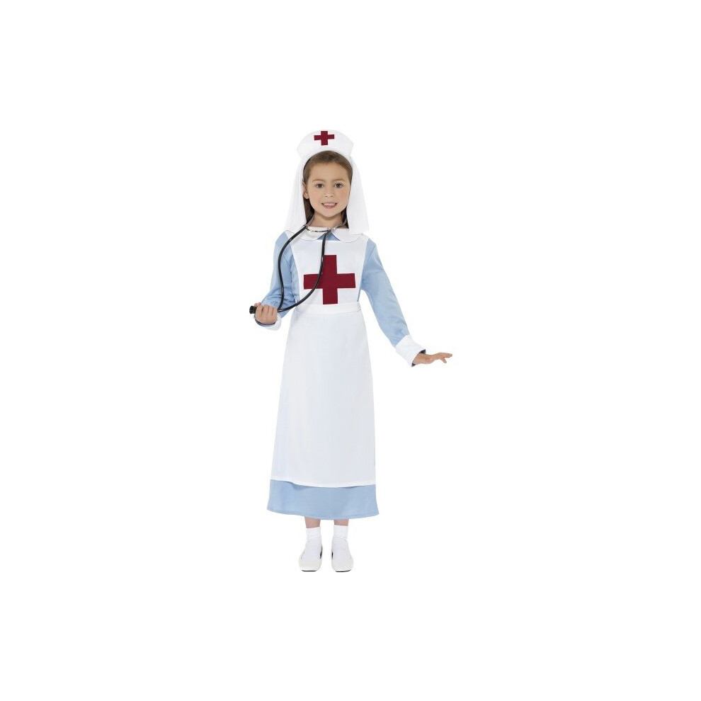 Smiffy's Children's WW1 Nurse Costume, Dress, Mock Apron And Headpiece, Ages -