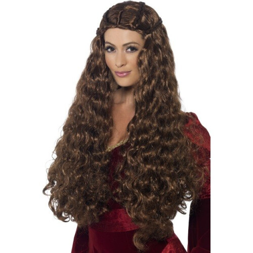 Smiffy's Long brown medieval princess wig for women