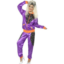 Smiffy's 43080m Retro Shell Suit Ladies Costume (medium) - retro shell suit fancy dress costume 80s womens ladies scouser tracksuit 1980s purple