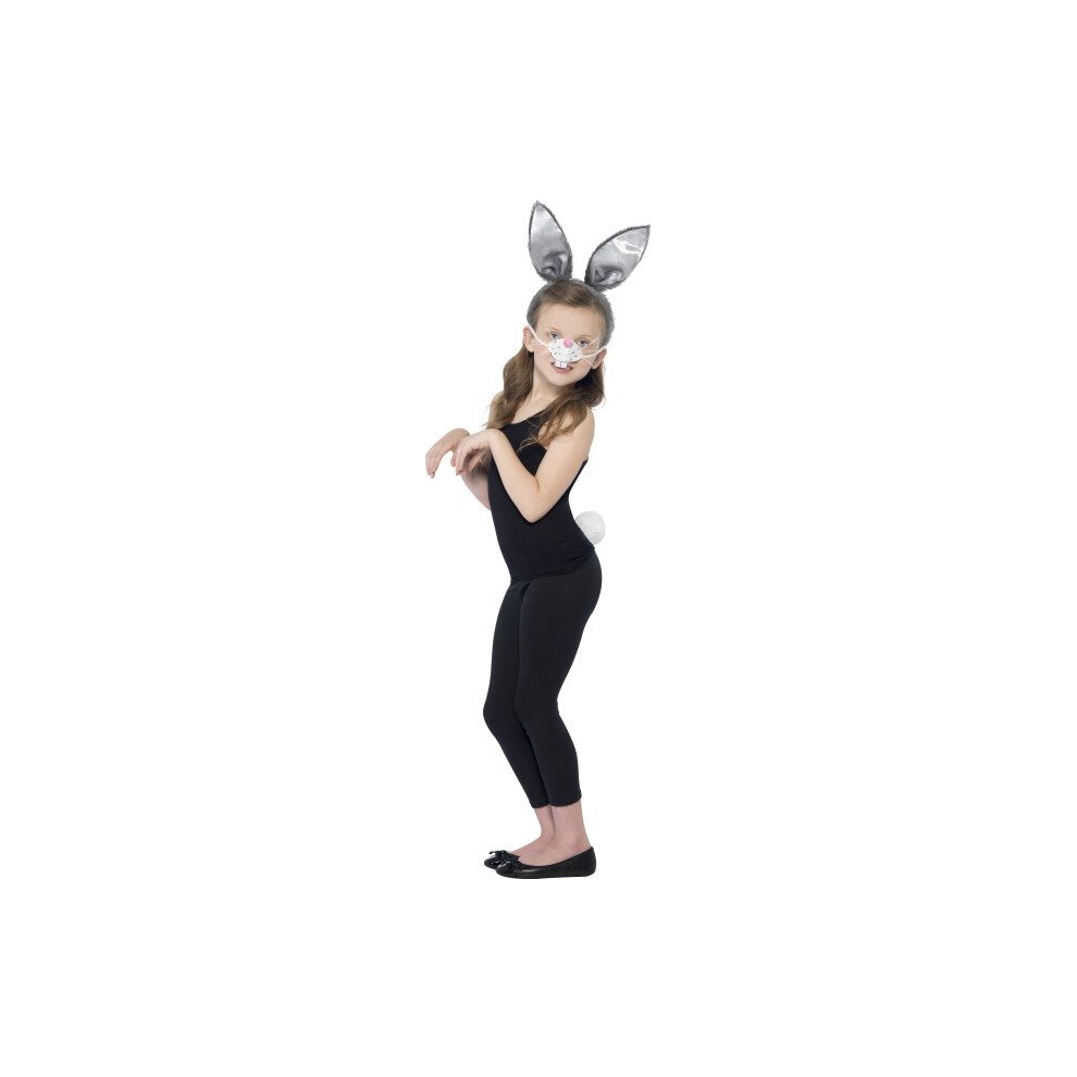 Smiffy's Children's Unisex Bunny Kit, Ears, Nose & Tail, One Size, Colour: -  kids cat rabbit dressing up kit child book week day fancy girls costume