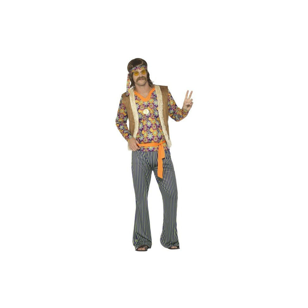 Smiffy's 44680s 60's Singer Costume Male With Top Waistcoat (small) -  hippy hippie fancy dress costume mens 60s 70s adults singer retro outfit