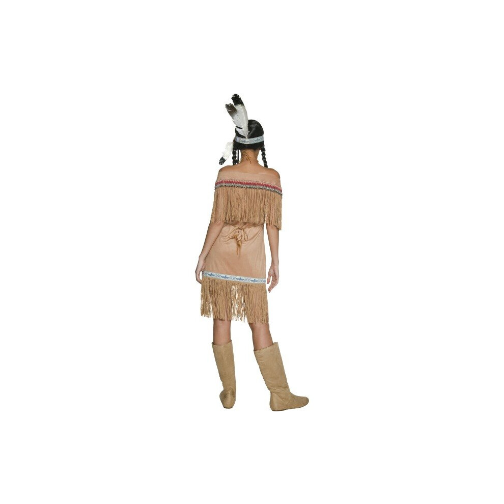 Smiffy's Adult Women's Authentic Western Native Lady Costume, Dress And - Costume Fancy Dress Western Lady Ladies Authentic Pocahontas Squaw Multicolor