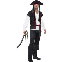 Smiffy's Men's Aye Aye Pirate Captain Costume, Top, Trousers, Tie And Hat With -