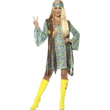 Smiffy's 43127s 60's Hippie Chick Costume (small) - 60s hippie fancy dress costume hippy womens 70s ladies adult groovy chick 1960s retro adults